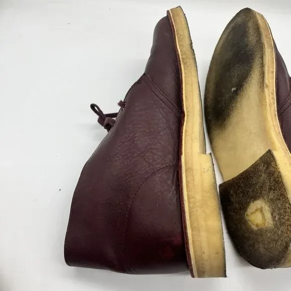 Clarks Originals Men's Desert Boot 9.5 M Burgundy Tumbled Leather 26125547 - Picture 6 of 15
